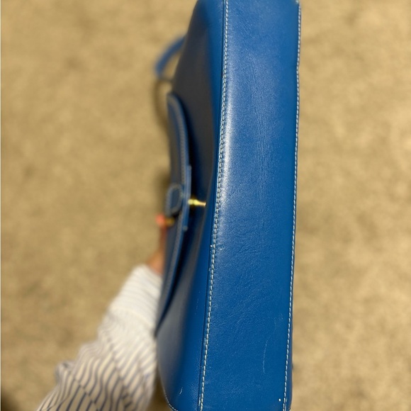 Liz Claiborne Blue Leather Messenger Shoulder Bag - Picture 7 of 10